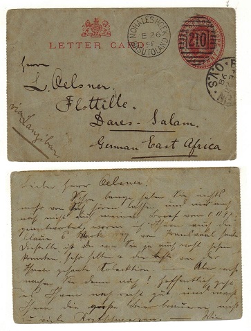 BASUTOLAND - 1898 use of part Cape 1d letter card to GEA struck 