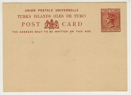 TURKS AND CAICOS IS - 1881 1 1/2d reddish brown PSC unused. H&G 1.
