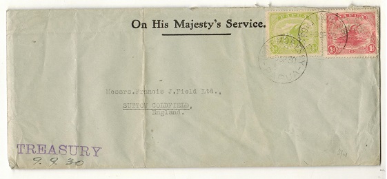 PAPUA - 1930 OHMS cover to UK with 1/2d and 1d 