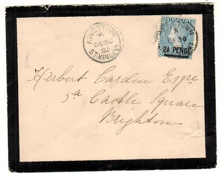 ST.VINCENT - 1892 2 1/2d on 1d grey blue 