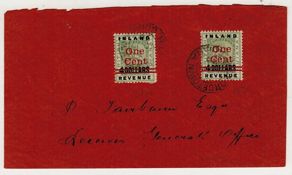 BRITISH GUIANA - 1890 1c on $4 (x2) 