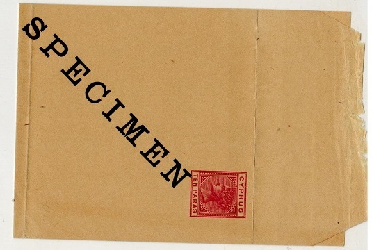 CYPRUS - 1894 10p carmine postal stationery wrapper SPECIMEN.  H&G 4.