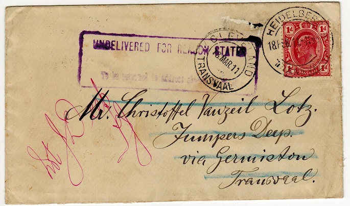 TRANSVAAL - 1911 1d rate 