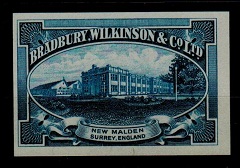 COLONIAL PROOFS - 1940 (circa) BRADBURY WILKINSON imperforate PRINTERS SAMPLE in blue.