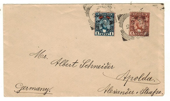 ZANZIBAR - 1901 3a rate cover to Germany.