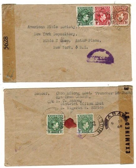 NIGERIA - 1944 censored cover to USA used at EKET/NIGERIA.