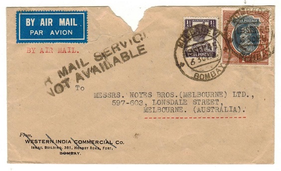 INDIA - 1945 cover to Australia hand stamped 