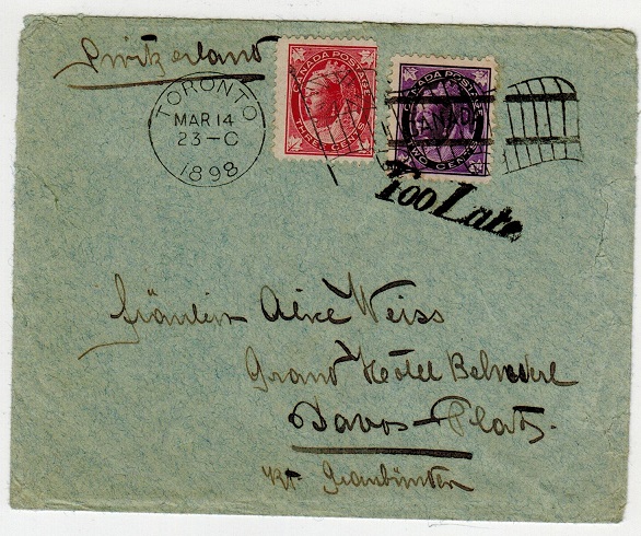CANADA - 1898 5c rate cover to Switzerland with 