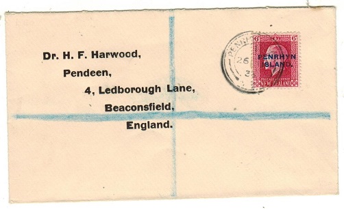 PENRHYN - 1935 6d rate registered cover to UK.