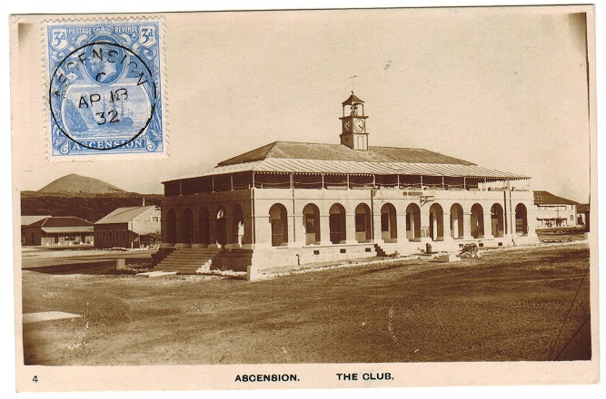 ASCENSION - 1932 3d rate postcard use to Italy.