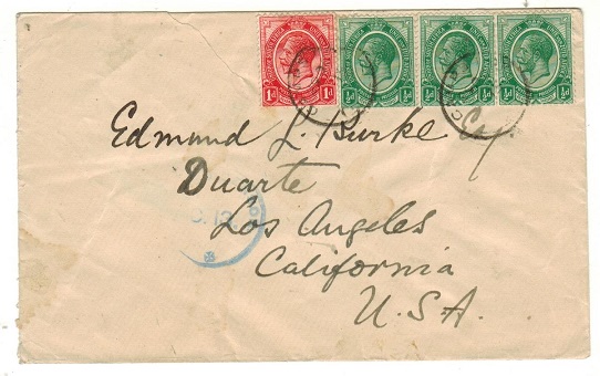 SOUTH AFRICA - 1915 2 1/2d rate censor cover to USA used at CAMPS BAY.