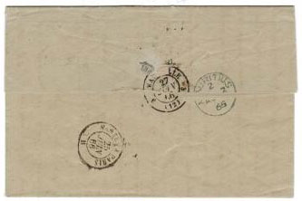 MAURITIUS - 1866 stampless cover with 