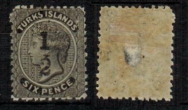 TURKS AND CAICOS IS - 1881 1/2 on 6d black mint with SHORT BAR.  SG 8.