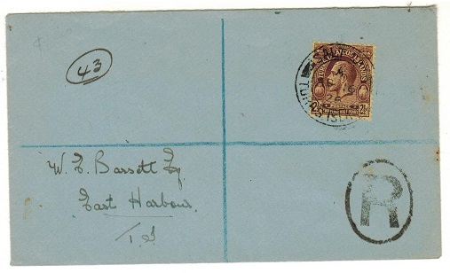 TURKS AND CAICOS IS - 1926 local registered cover used at SALT CAY.
