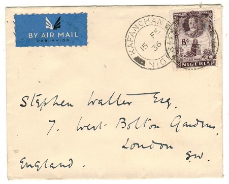NIGERIA - 1936 6d rate cover to UK used at KAFANCHAN/NIGERIA.