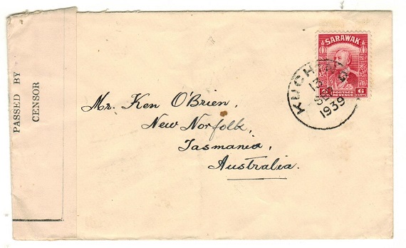 SARAWAK - 1939 censored cover to Australia used at KUCHING.