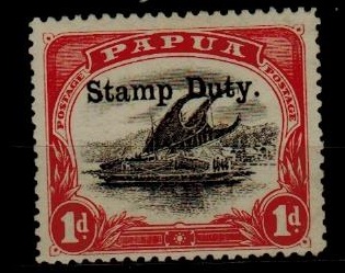 PAPUA - 1909 1d black and carmine STAMP DUTY mint.  SG 67.