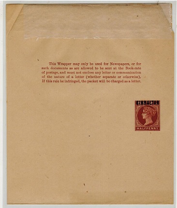 GIBRALTAR - 1886 1/2d red-brown postal stationery wrapper unused.  H&G 1.