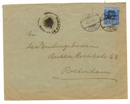 TOGO - 1917 2 1/2d rate commercial cover to Rotterdam with PASSED BY CENSOR h/s.
