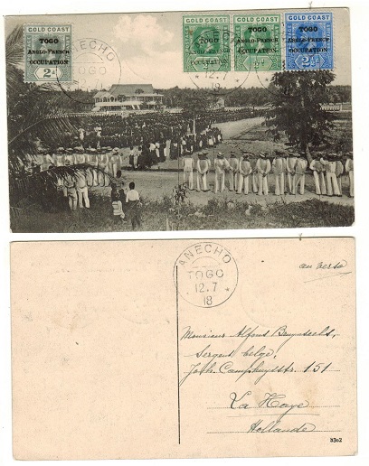TOGO - 1919 5 1/2d rate postcard use to France used at ANECHO.