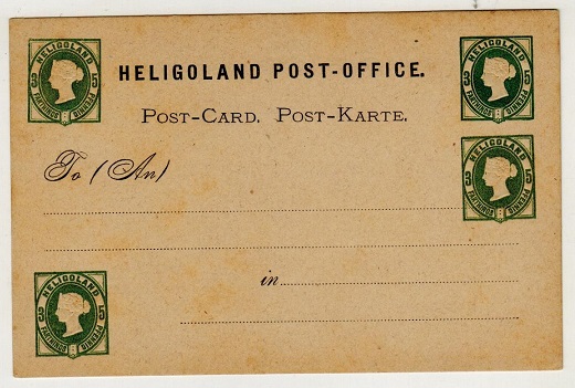 HELIGOLAND - 1875 3f/5pfg green PSC unused with unlisted FOUR IMPRESSIONS variety.  H&G 1.