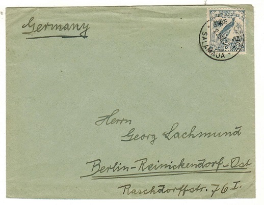 NEW GUINEA - 1937 3d rate cover to Germany used at SALAMAUA.