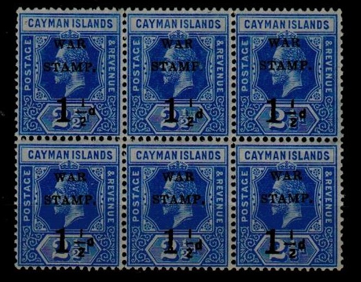 CAYMAN ISLANDS - 1917 1 1/2d on 2 1/2d blue 