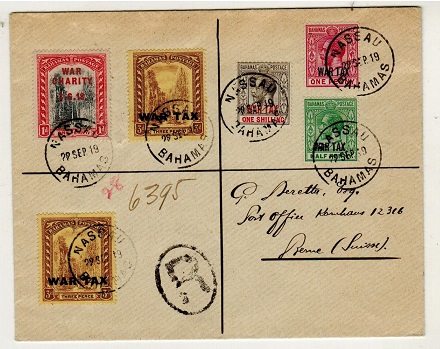 BAHAMAS - 1919 registered multi franked 