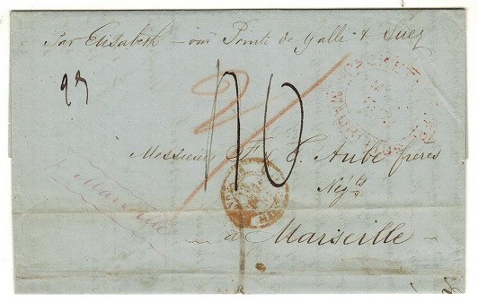 MAURITIUS - 1852 entire to France struck 