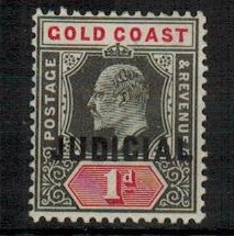 GOLD COAST - 1902 1d black and red (un-issued) adhesive mint overprinted JUDICIAL.
