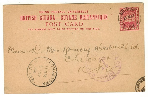 BRITISH GUIANA - 1892 2c carmine PSE to USA used at KITTY.  H&G 8.