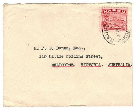 NAURU - 1930 1 1/2d rate cover to Australia.