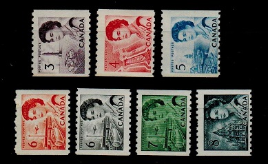 CANADA - 1967 COIL trio and 1969 COIL set of four. U/M.  SG 589-93 and 594-97.