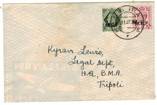 B.O.F.I.C. (Tripolitania) - 1947 1/3d rate local cover used at MISURATA.