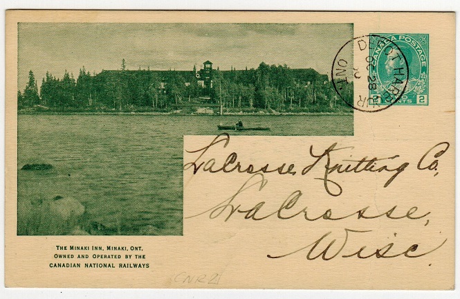 CANADA - 1912 2c green illustrated PSC used locally at DEPOT HARBOUR/ONT.  Webb CNR21.