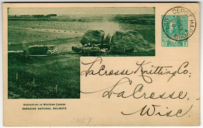 CANADA - 1912 2c green illustrated PSC used locally at DEPOT HARBOUR/ONT.  Webb CNR7.