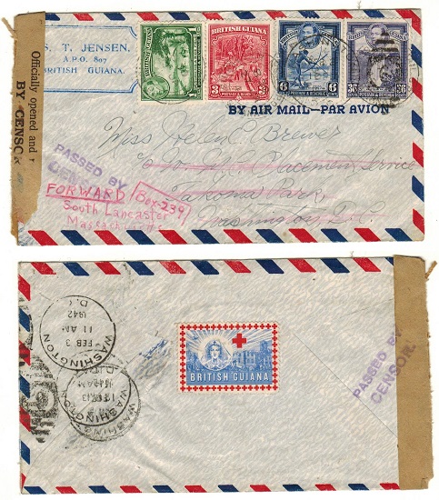 BRITISH GUIANA - 1942 censored cover to USA with 
