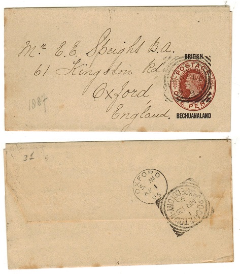 BECHUANALAND - 1886 1d red brown postal stationery wrapper to UK used at MAFEKING.  H&G 4.