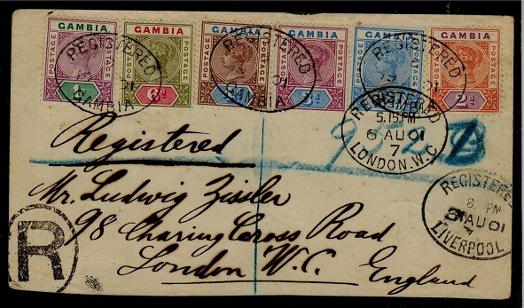 GAMBIA - 1901 multi franked registered cover to UK.