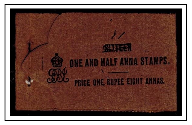 INDIA - 1921 1r8a (incomplete) BOOKLET.  SG SB10a.