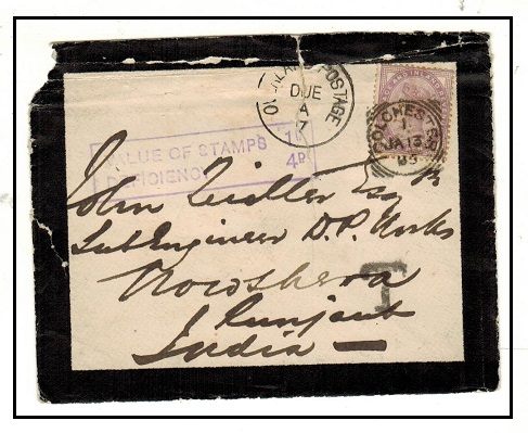 INDIA - 1885 inward VALUE OF STAMPS/DEFICIENCY 