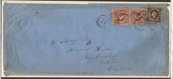 NEW SOUTH WALES - 1870 2/6d rate cover to UK used at SYDNEY.