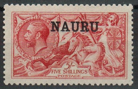 NAURU - 1916 5/- DLR seahorse mint.  SG 22.