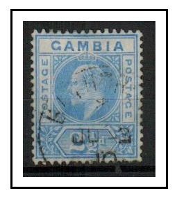 GAMBIA - 1905 2 1/2d bright blue used with DENTED FRAME variety.  SG 60b.