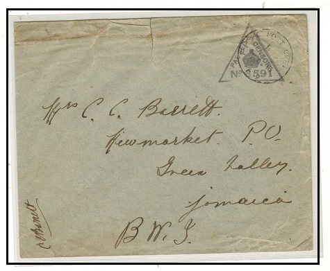 JAMAICA - 1916 WWI inward censored cover from Jamaican troops stationed in Egypt.