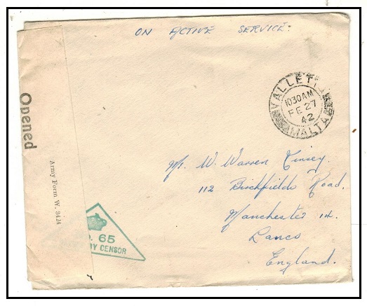 MALTA - 1942 stampless OAS 