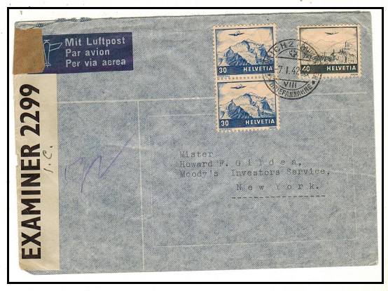 BERMUDA - 1942 Switzerland to USA detained 