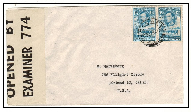 BECHUANALAND - 1945 3d rate censored cover to USA used at MAHALAPYE.