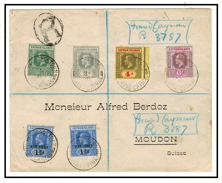 CAYMAN ISLANDS - 1919 multi franked registered cover to USA with 1 1/2d