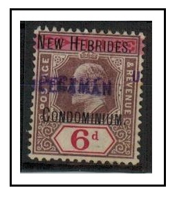 NEW HEBRIDES - 1908 6d (SG 8) unused no gum with SPECIMEN and ULTRAMAR handstamps.